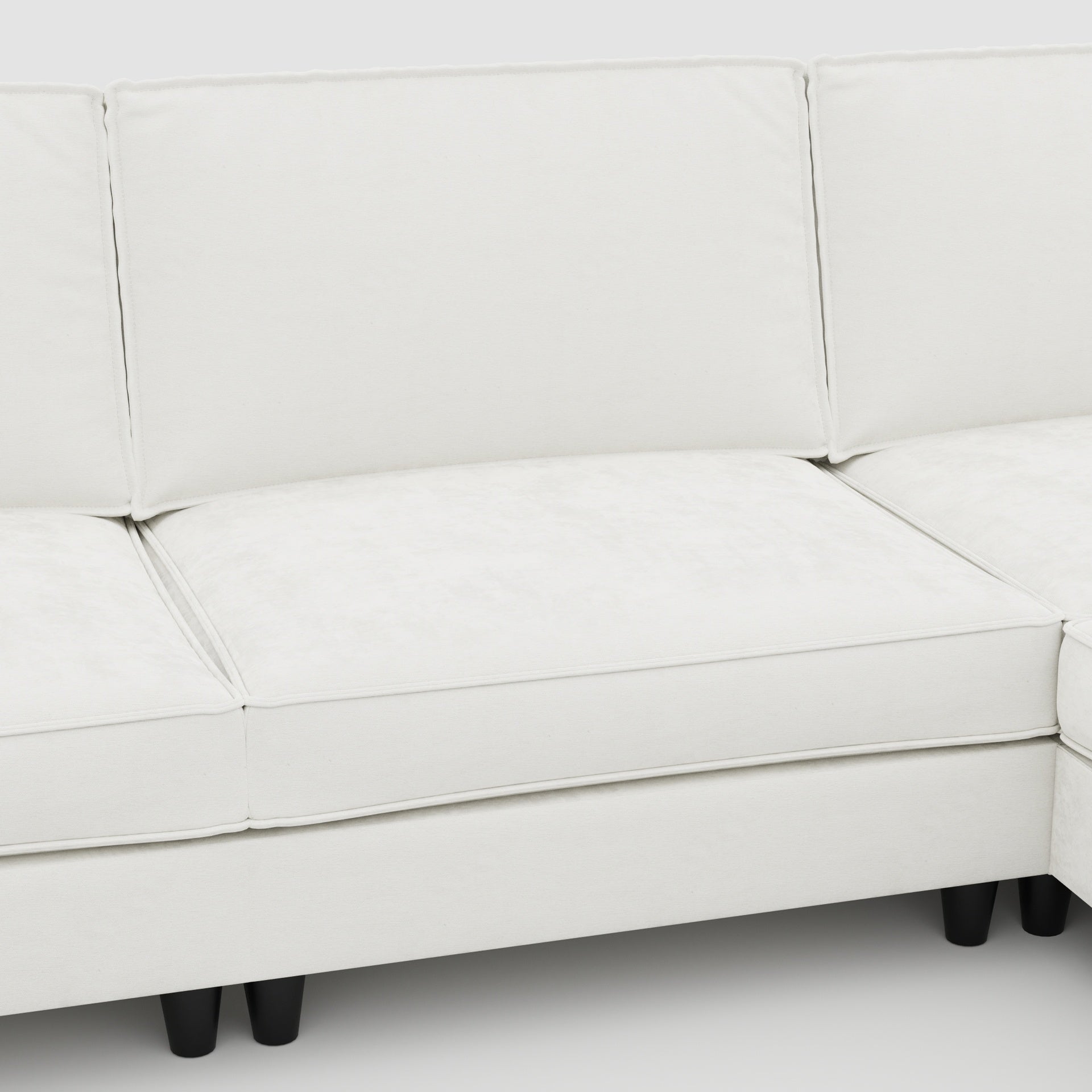 141.5''  Large Size 6 Seater Sofa Couch, U-Shaped Sofas with Movable Ottoman, Arm with Pockets,Modern Fabric Couches for Living Room, Apartment, Office