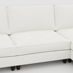 141.5''  Large Size 6 Seater Sofa Couch, U-Shaped Sofas with Movable Ottoman, Arm with Pockets,Modern Fabric Couches for Living Room, Apartment, Office