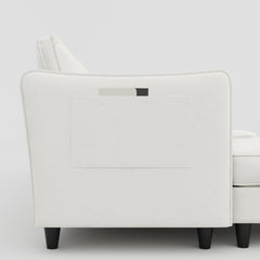 141.5''  Large Size 6 Seater Sofa Couch, U-Shaped Sofas with Movable Ottoman, Arm with Pockets,Modern Fabric Couches for Living Room, Apartment, Office