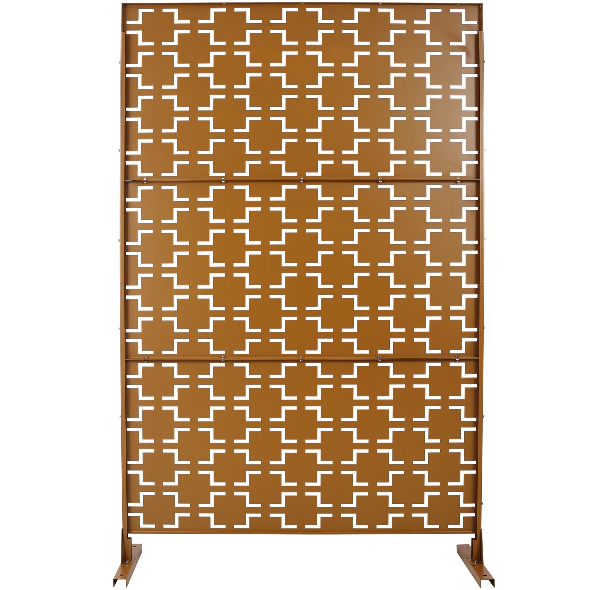 Outdoor & Indoor Privacy Screen Metal Privacy Screen 76" H×48" W, Freestanding Decorative Privacy Screen for Deck Balcony Patio, Privacy Fence Panels for Outside Lawn Garden PS105 BROWN