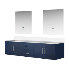 Navy Blue Double Bath Vanity 80 in. W x 22 in. D, Cultured Marble Top, and 30 in. LED Mirrors