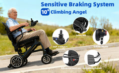 37 LBS Lightweight Carbon Fiber Electric Wheelchairs for Adults, 30 Miles Long Range Foldable Motorized Wheelchair with 2 Lithium Batteries & Dual Motors