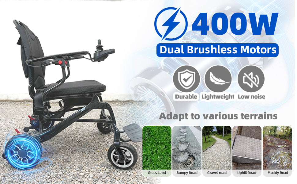 37 LBS Lightweight Carbon Fiber Electric Wheelchairs for Adults, 30 Miles Long Range Foldable Motorized Wheelchair with 2 Lithium Batteries & Dual Motors