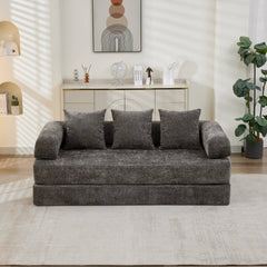 Comfy Convertible Folding Mattress Couch, Floor Sofa Bed, Chenille Floor Sofa with Armrest, Floor Sofa Lounge Couch for Living Room Bedroom Lounge Studio-Gray,SF503GY