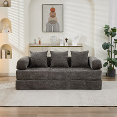 Comfy Convertible Folding Mattress Couch, Floor Sofa Bed, Chenille Floor Sofa with Armrest, Floor Sofa Lounge Couch for Living Room Bedroom Lounge Studio-Gray,SF503GY
