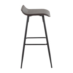 Ale 30" Contemporary Fixed-Height Bar Stool in Black Steel and Espresso Faux Leather by LumiSource - Set of 2