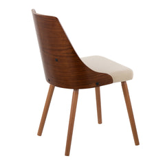 Anabelle Mid-Century Modern Chair in Walnut Wood and Cream Fabric by LumiSource (Set of 2)