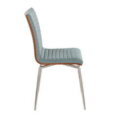 Mason Contemporary Dining/Accent Chair with Swivel in Stainless Steel, Walnut Wood, and Green Fabric by LumiSource - Set of 2