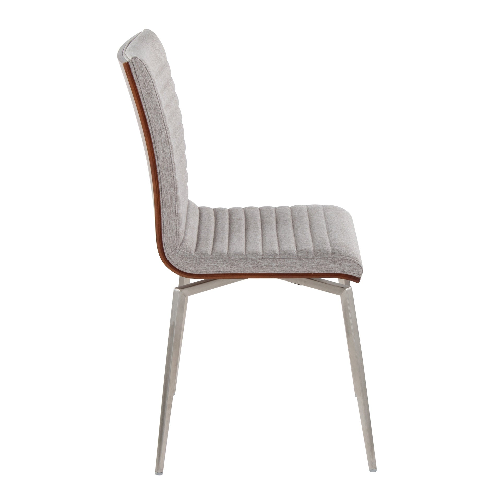 Mason Contemporary Dining/Accent Chair with Swivel in Stainless Steel, Walnut Wood, and Grey Fabric by LumiSource - Set of 2