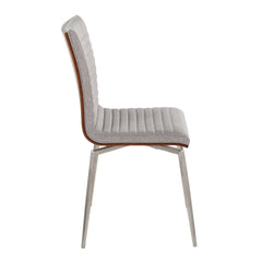Mason Contemporary Dining/Accent Chair with Swivel in Stainless Steel, Walnut Wood, and Grey Fabric by LumiSource - Set of 2