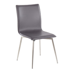 Mason Contemporary Upholstered Chair in Brushed Stainless Steel and Grey Faux Leather by LumiSource - Set of 2