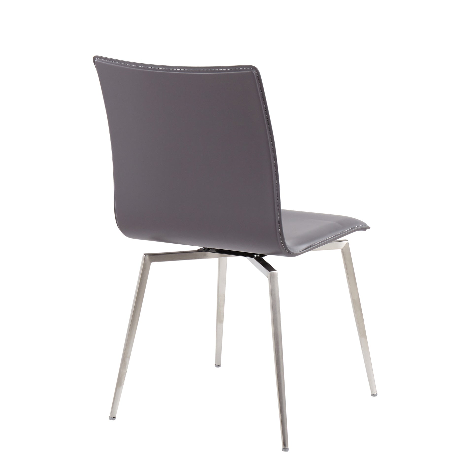 Mason Contemporary Upholstered Chair in Brushed Stainless Steel and Grey Faux Leather by LumiSource - Set of 2