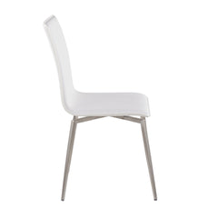 Mason Contemporary Upholstered Chair in Brushed Stainless Steel and White Faux Leather by LumiSource - Set of 2