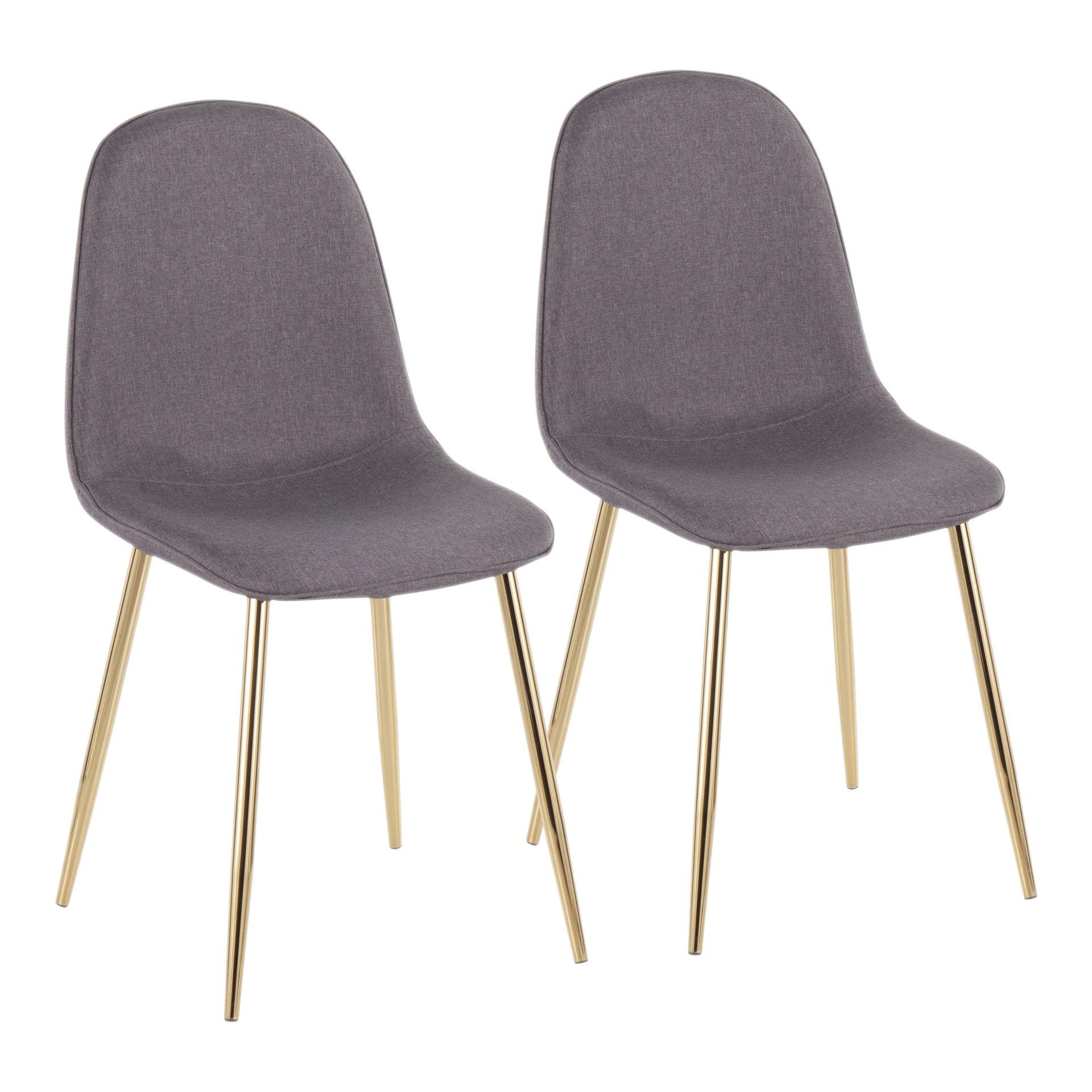 Pebble Contemporary Chair in Gold Steel and Charcoal Fabric by LumiSource - Set of 2