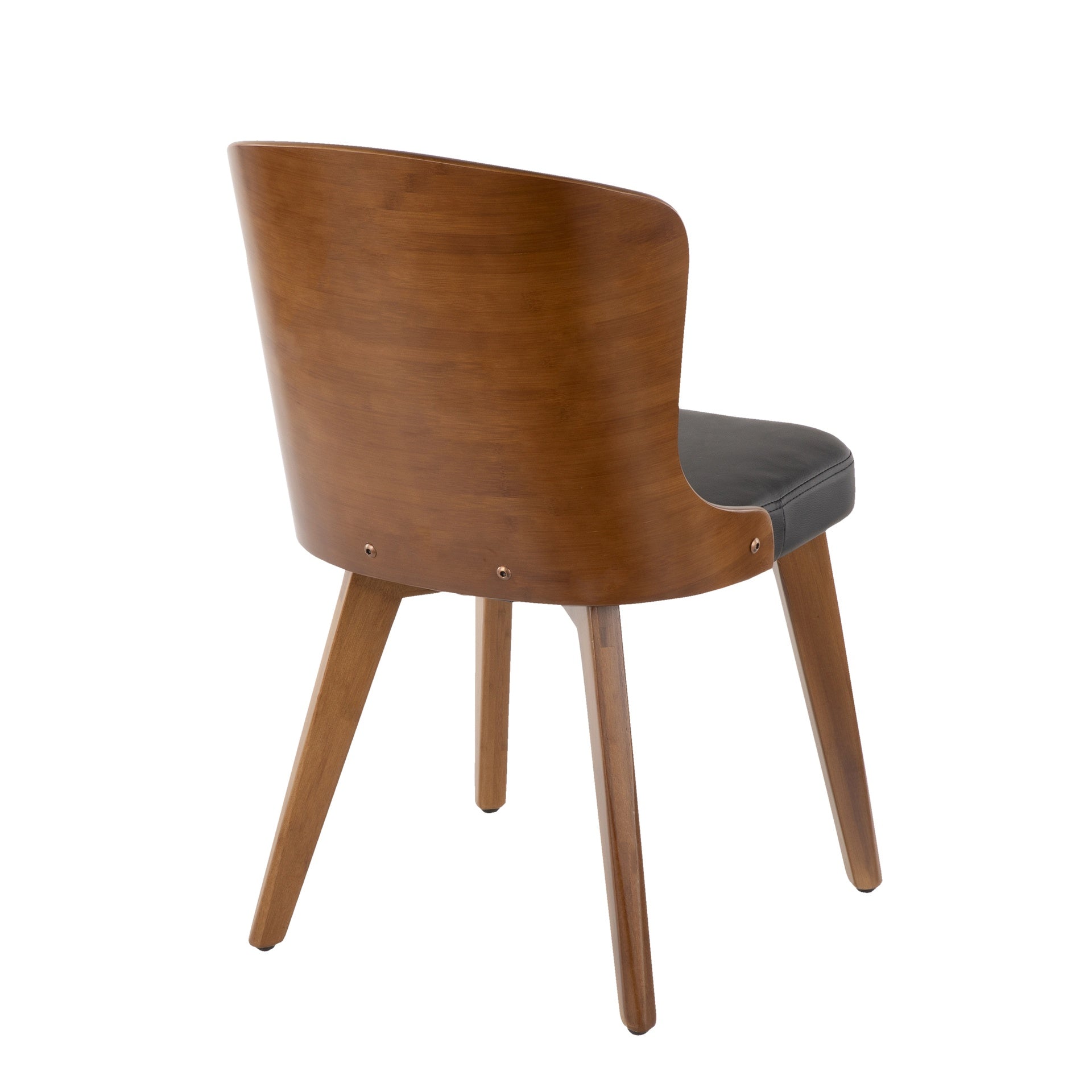Bocello Mid-Century Chair in Walnut and Black Faux Leather by LumiSource