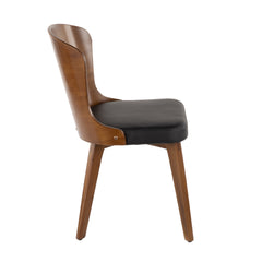 Bocello Mid-Century Chair in Walnut and Black Faux Leather by LumiSource