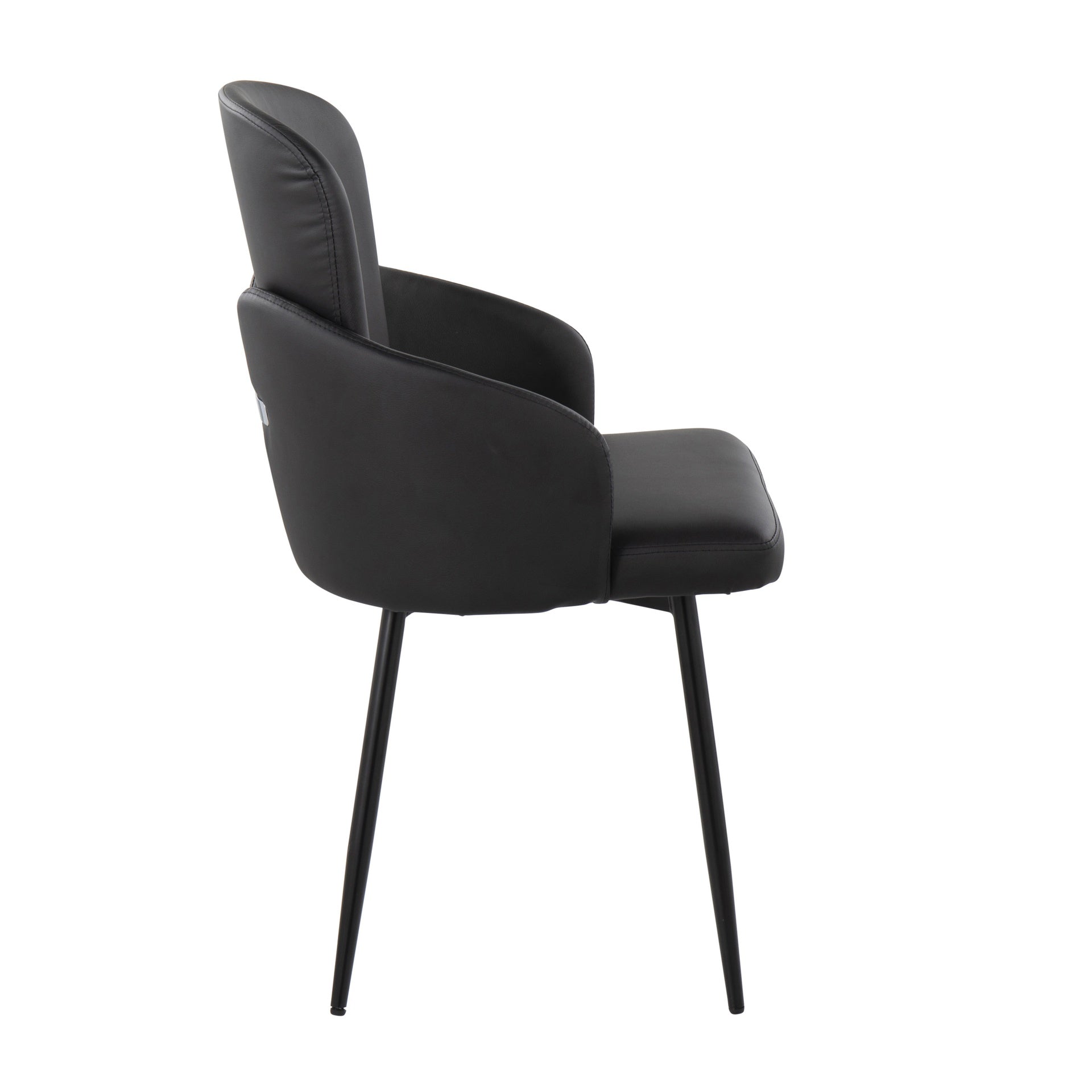 Dahlia Contemporary Dining Chair in Black Metal and Black Faux Leather with Chrome Accent by LumiSource - Set of 2