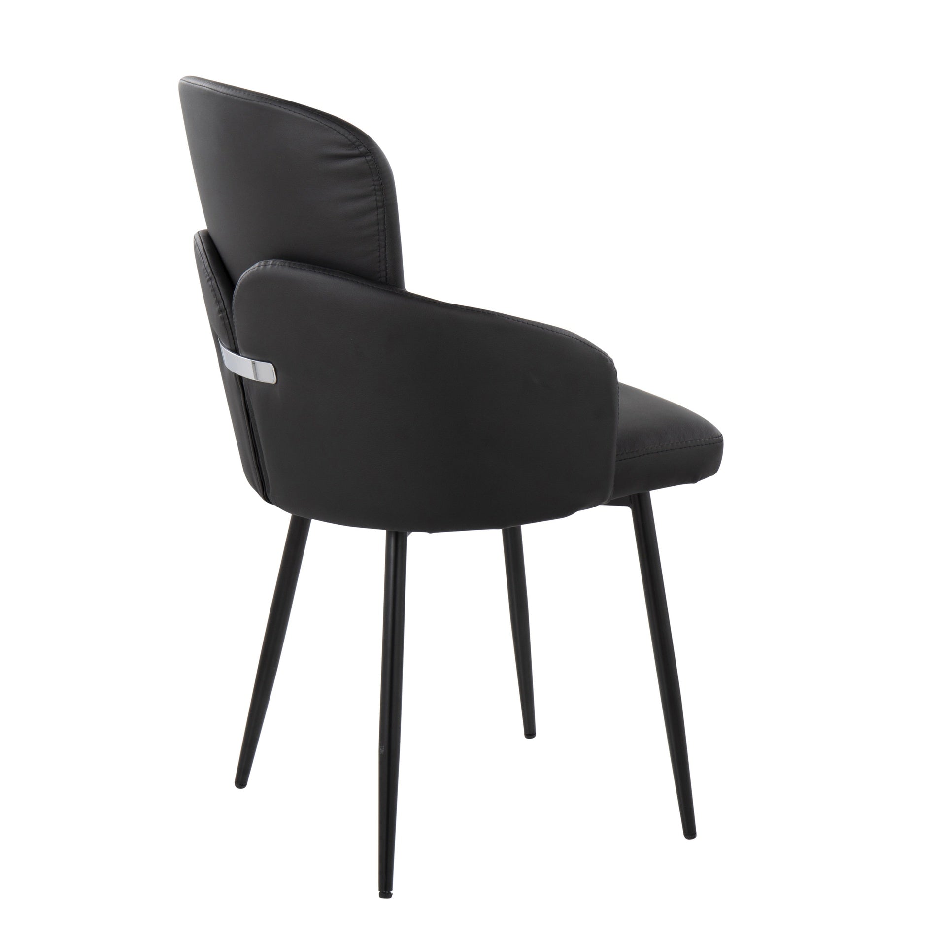 Dahlia Contemporary Dining Chair in Black Metal and Black Faux Leather with Chrome Accent by LumiSource - Set of 2