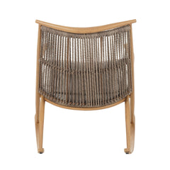 Outdoor Rocking Chair – Sturdy Iron Frame in Maple Finish, Gray PE Rattan Backrest & Light Gray Cushion