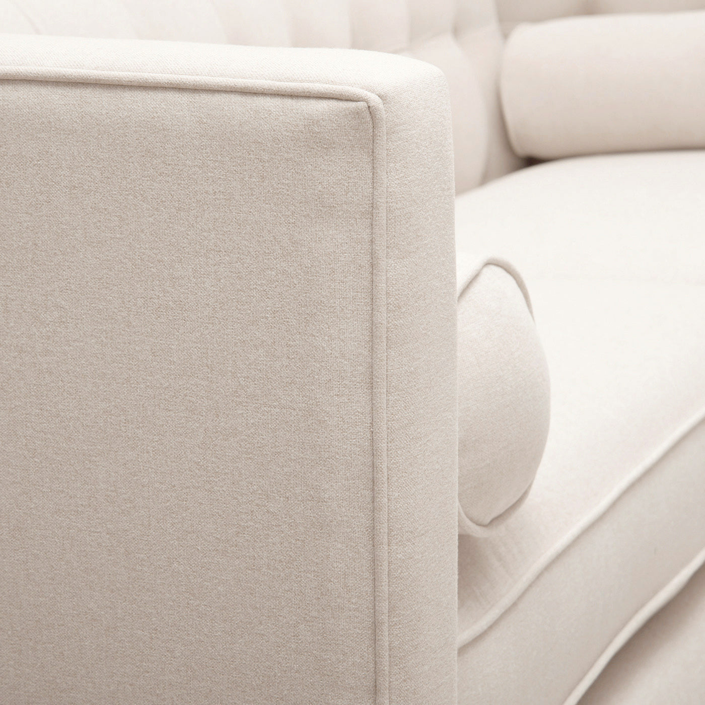Jack 84" Modern Tuxedo Tufted Sofa, Sky Neutral Beige Polyester