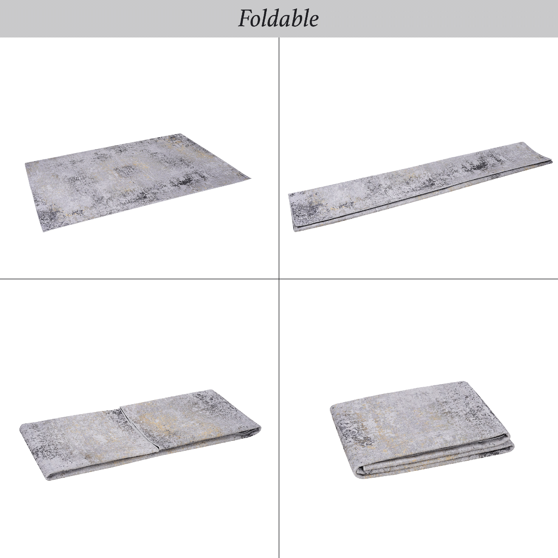 MAVAL Gold Washable Rug 3x5 Area Rug (Gray+Gold, 3' x 5')