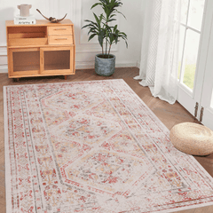 MAVAL Beige Washable Rug 3x5 Area Rug (Beige, 3' x 5')