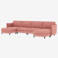 141.5''  Large Size 6 Seater Sofa Couch, U-Shaped Sofas with Movable Ottoman, Arm with Pockets,Modern Fabric Couches for Living Room, Apartment, Office