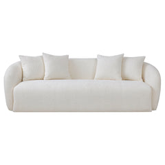 Linden Ivory Boucle Sofa with Solid Wood Construction and Mid-Century Contemporary Design Couches For Living Room 43.3"D x 84.6"W x 29.5"H