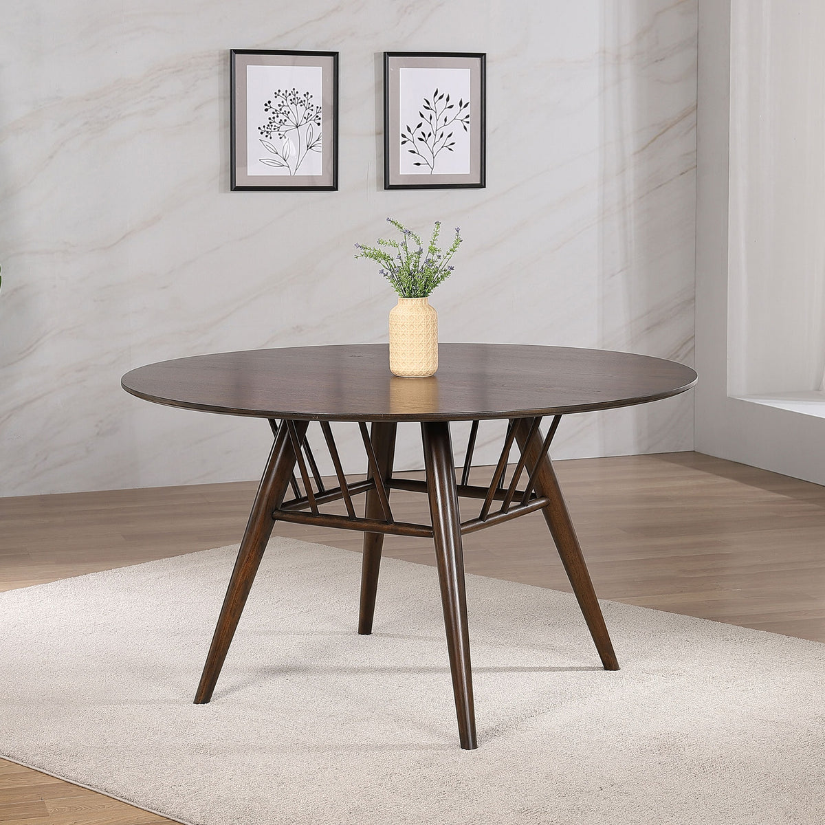 Shirley Dark Walnut Round Dining Table