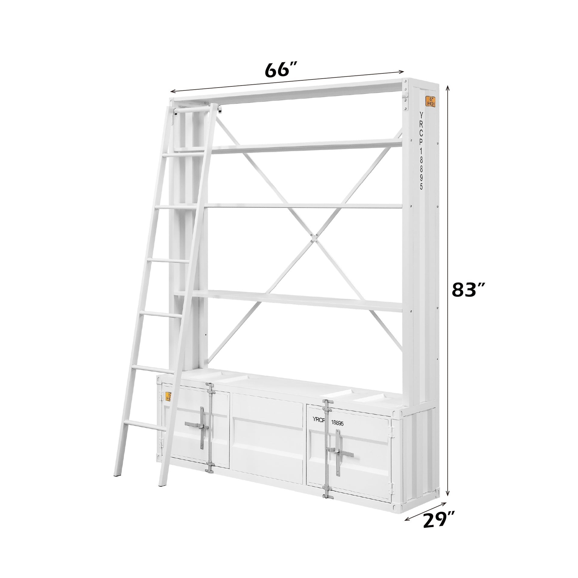 Cargo White Finish Bookcase W/Ladder