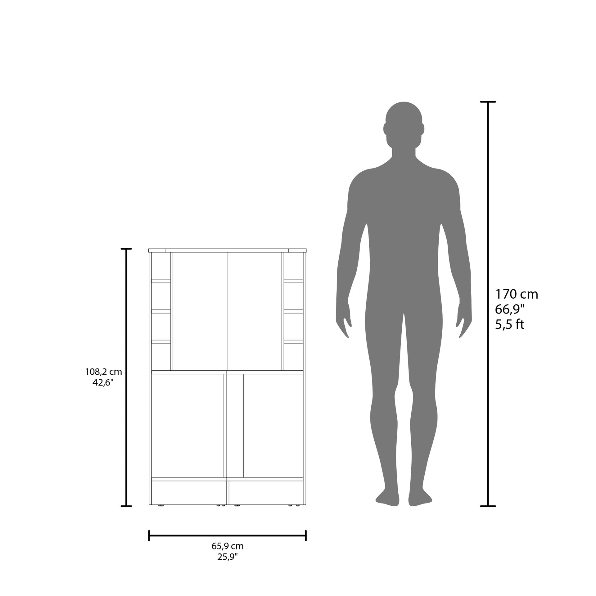 Jakes 42" Tall Corner Bar Cabinet with Eight Wine Bottle Cubbies and Double Door cabinet, Living Room, Liquor Cabinet, Storage Cabinet White
