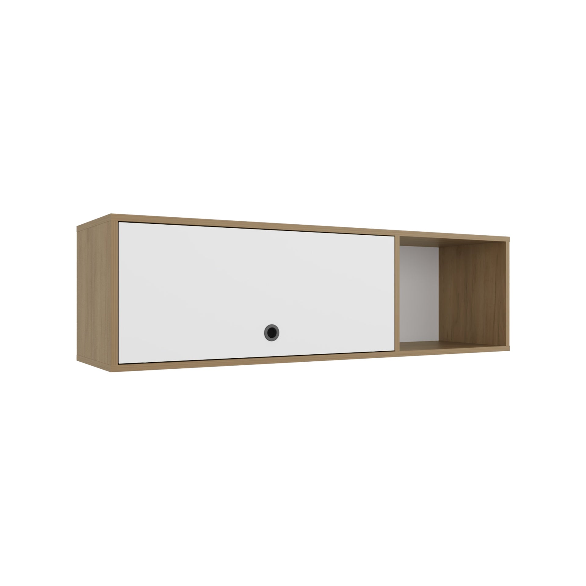 Sahara 47" Wide One - Door Wall Cabinet with Three Shelves and Pull up door for Home Office, Living room, Kitchen, Garage White and Natural Oak