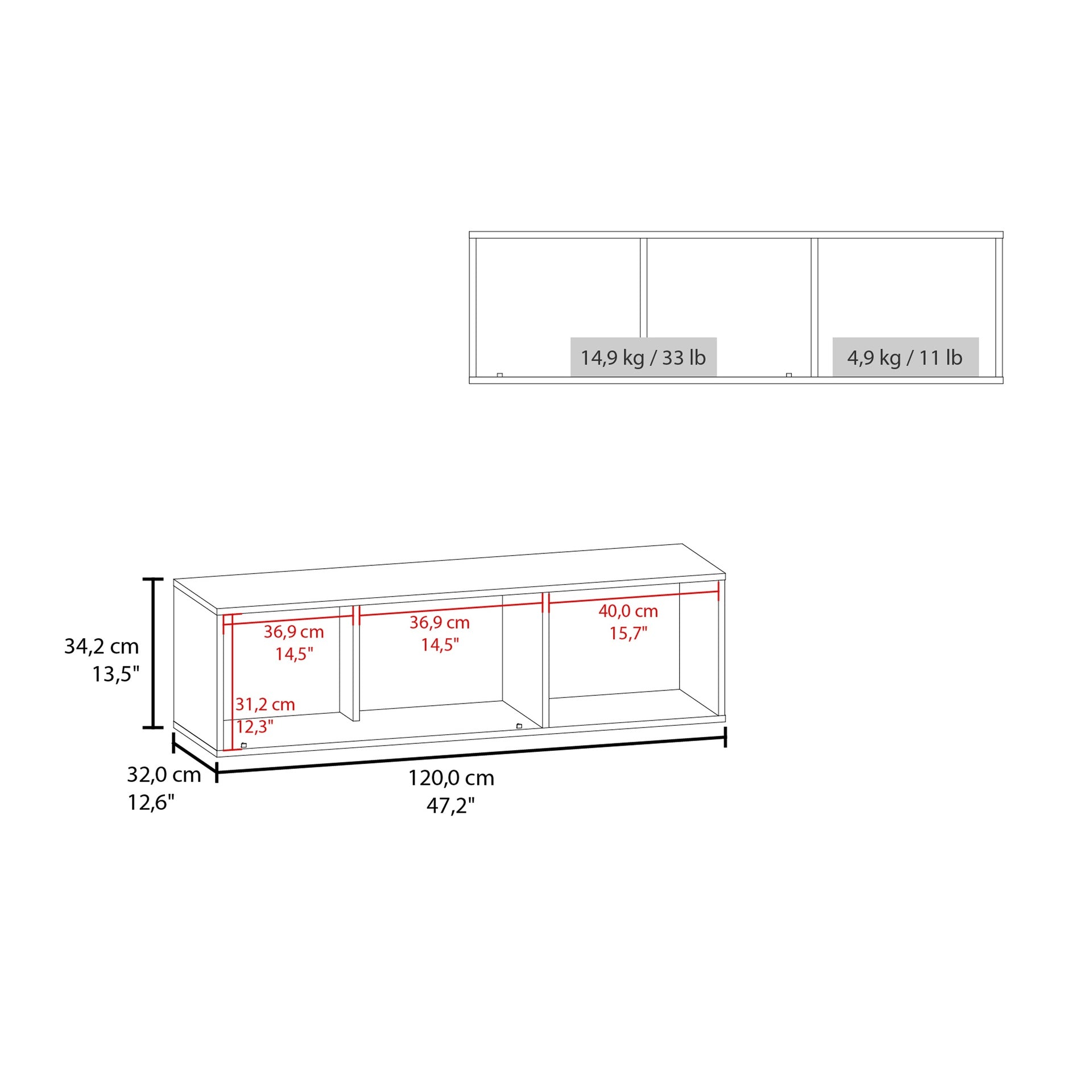 Sahara 47" Wide One - Door Wall Cabinet with Three Shelves and Pull up door for Home Office, Living room, Kitchen, Garage White and Natural Oak