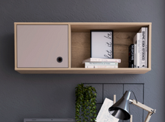 Khali 2-Pc Office Set, Two Shelves, Two Drawers, Wall Cabinet, Single Door Cabinet, -Light Oak / Taupe