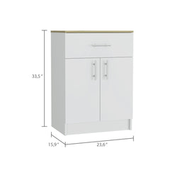 Mayorca Base Pantry Cabinet, One Drawer, Two Interior Shelves -White / Light Oak