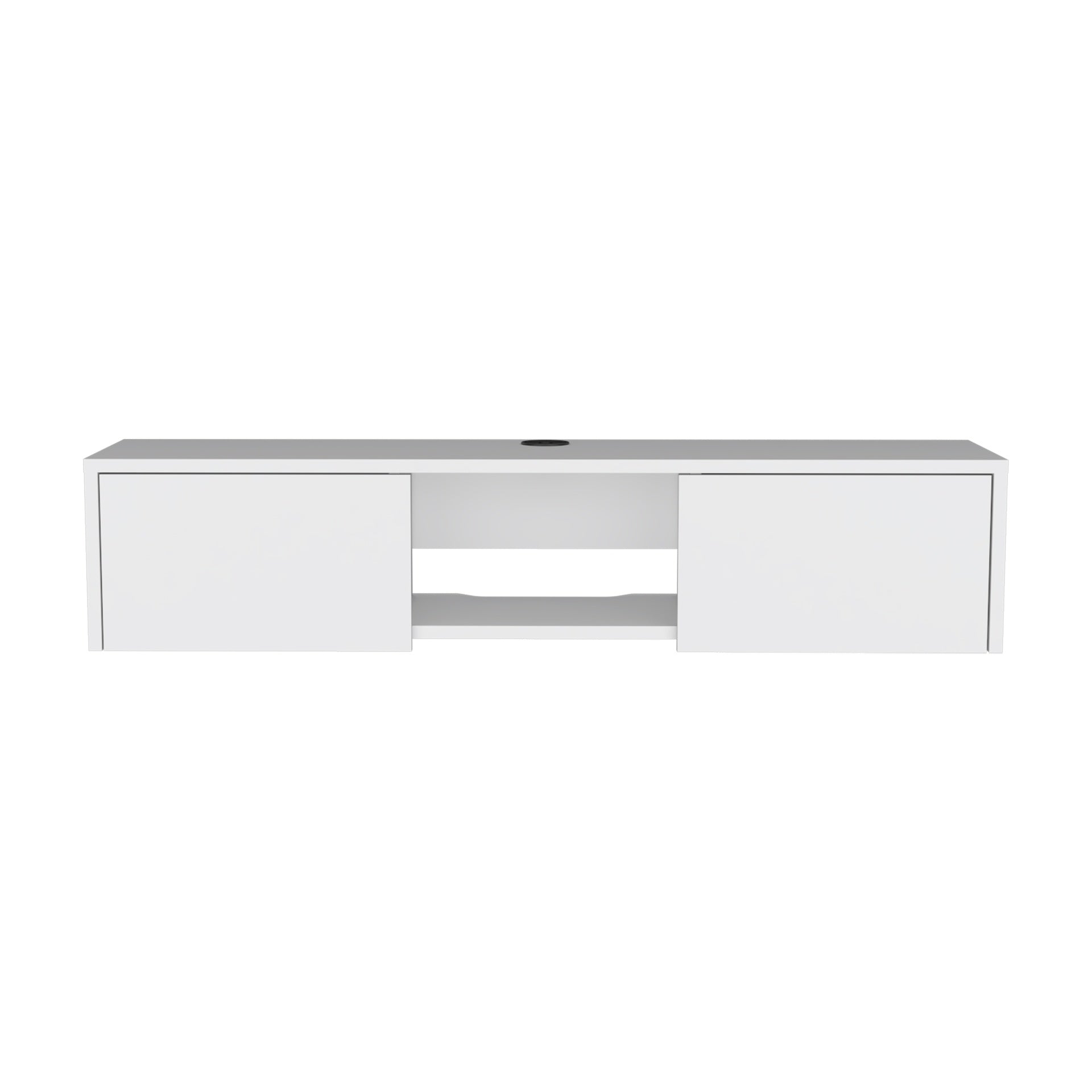 Glen Floating TV Stand with Side Doors and Central Media Shelf
