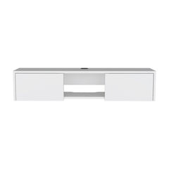Glen Floating TV Stand with Side Doors and Central Media Shelf