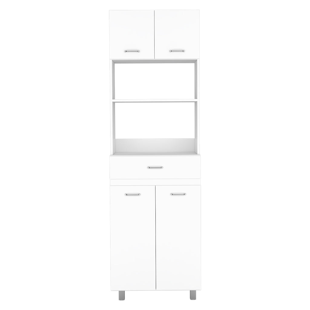 Caribe Microwave Cabinet, Four Legs, One Drawer, Double Door, One Shelf  -White