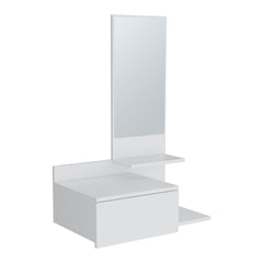 Vienna 23.6" Wide 3-Tier Shelf  Floating  Mirror Console Table, Full Extension Drawer White