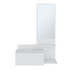 Vienna 23.6" Wide 3-Tier Shelf  Floating  Mirror Console Table, Full Extension Drawer White