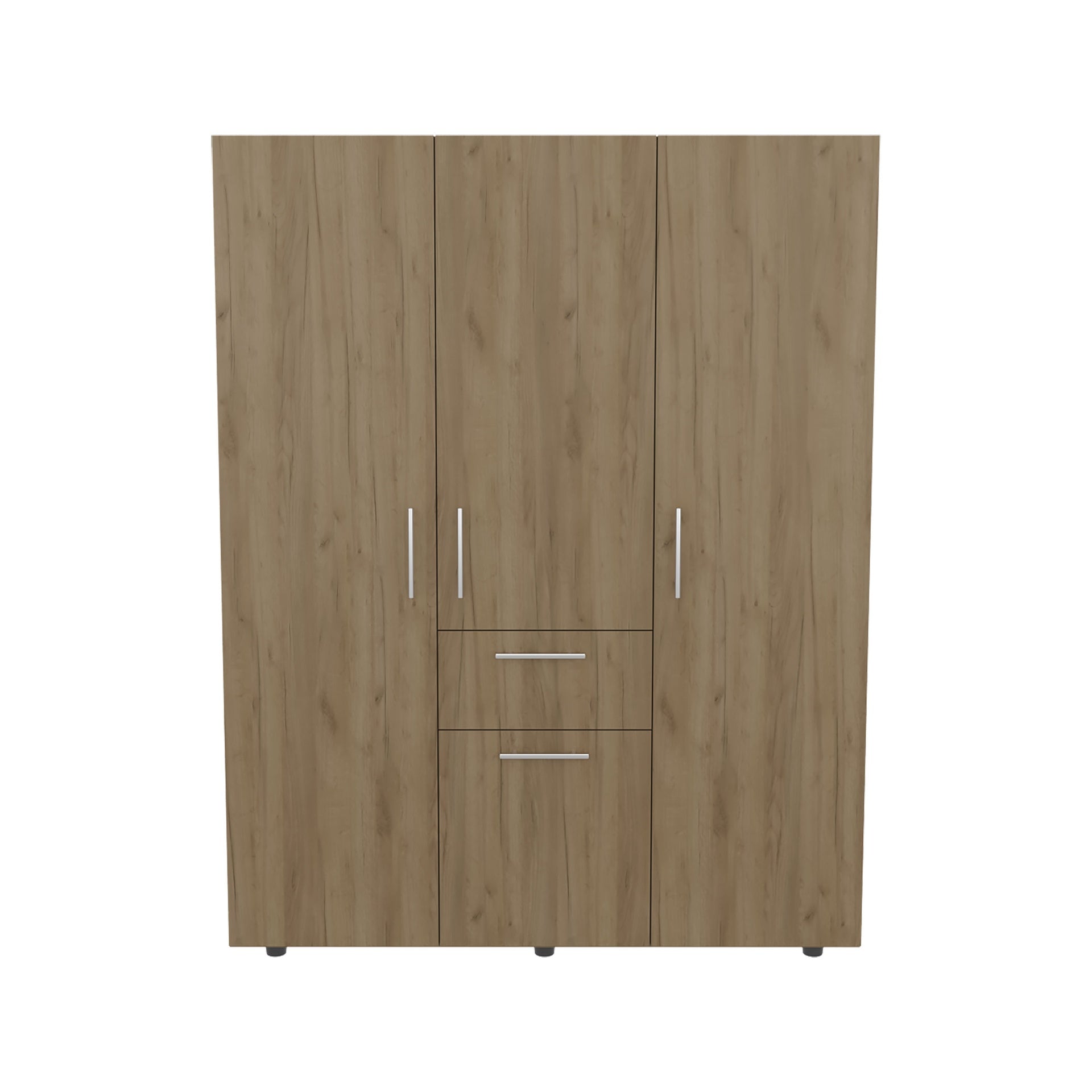 Bariloche 70" High Four-Door, One Drawer Armoire With Three Hanging Rods, Seven Shelves Bedroom, Wardrobe, Closet Natural Oak