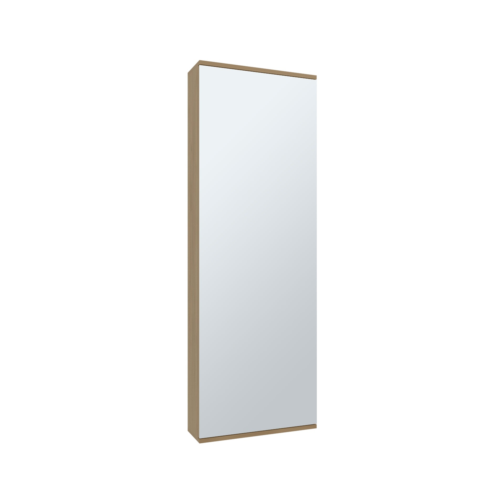 Leto Wall Mounted Shoe Rack With Mirror, Single Door, Capacity For Ten Shoes Natural Oak