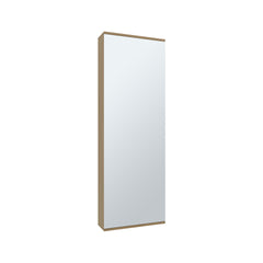 Leto Wall Mounted Shoe Rack With Mirror, Single Door, Capacity For Ten Shoes Natural Oak