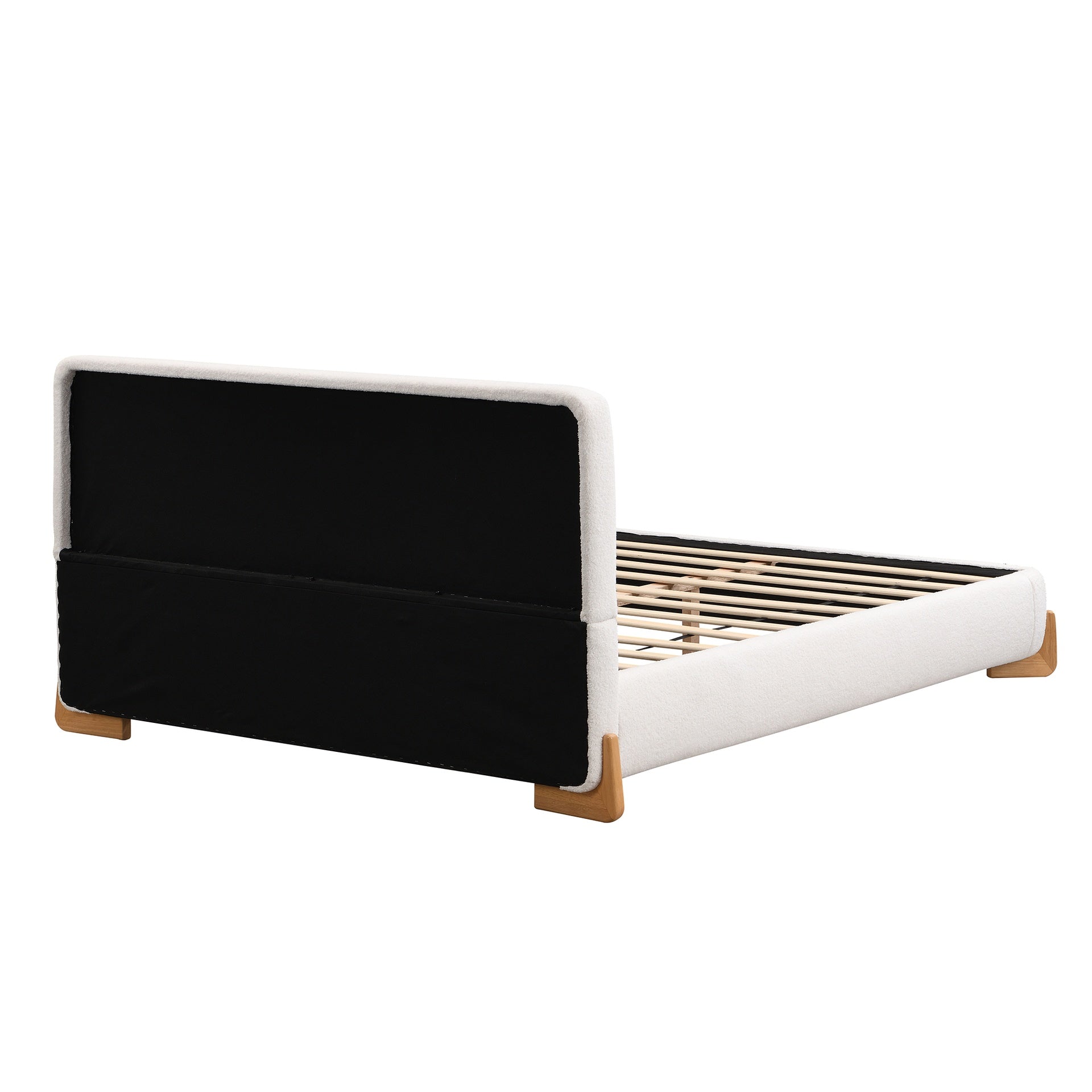 Elegant Boucle Upholstered Bed, A Luxurious and Comfortable Bedroom Centerpiece, Full Size, White