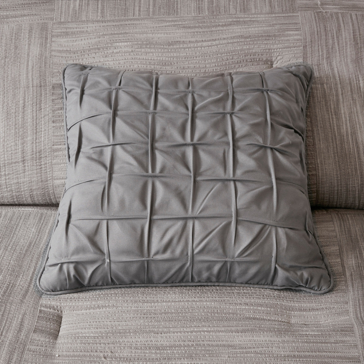7 Piece Printed Seersucker Comforter Set Grey Cal King