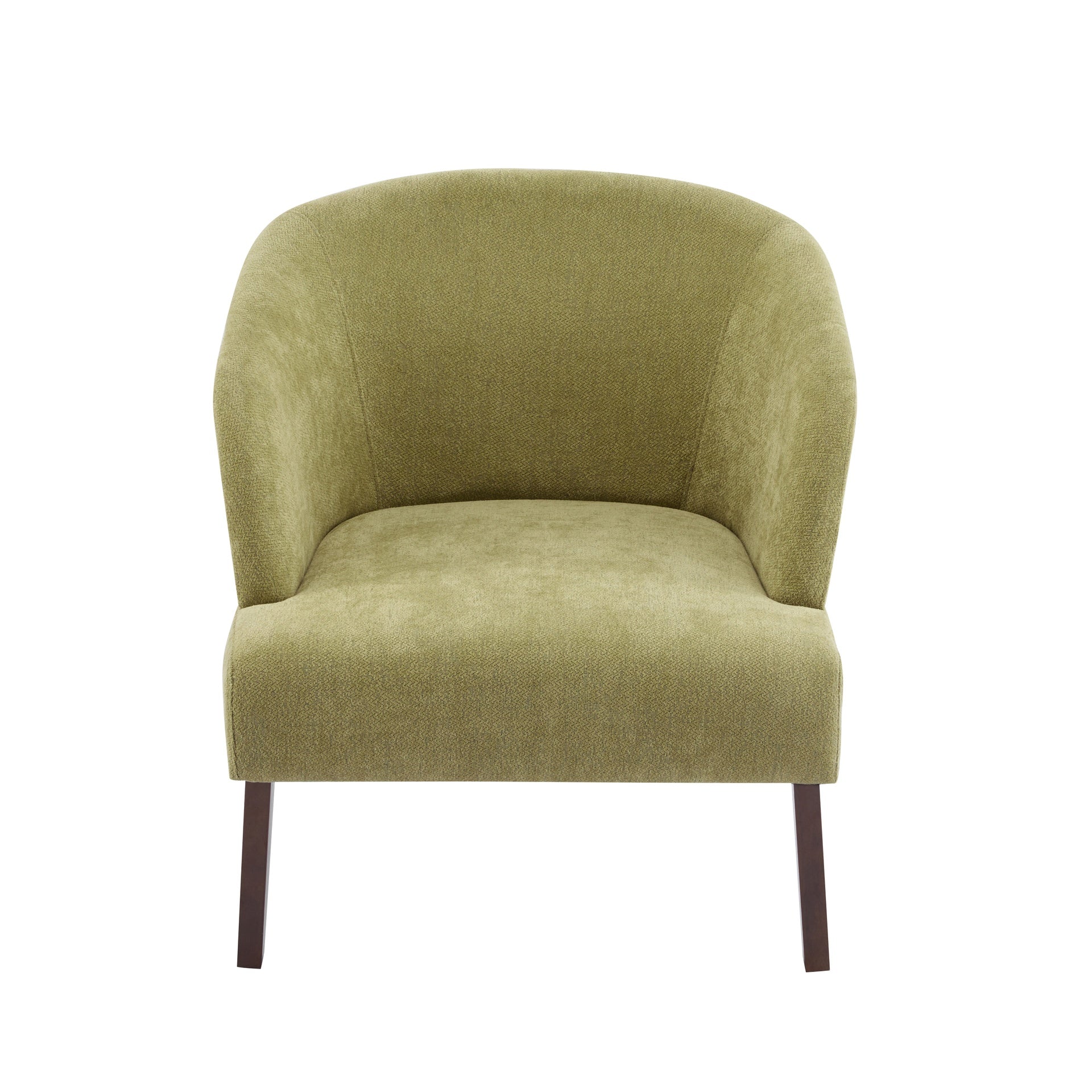 Modern Accent Chair with Round Back & Wooden Legs - Mid-Century Inspired Lounge Chair for Living Room, Bedroom, or Office - Soft Fabric Upholstery