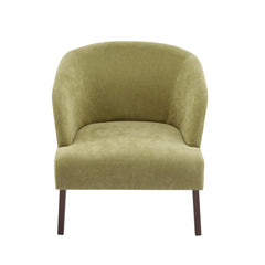 Modern Accent Chair with Round Back & Wooden Legs - Mid-Century Inspired Lounge Chair for Living Room, Bedroom, or Office - Soft Fabric Upholstery