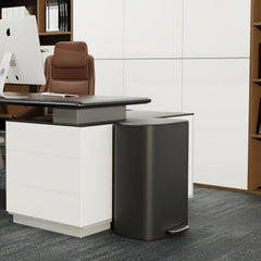 13 Gallon 50L Kitchen Foot Pedal Operated Soft Close Trash Can - Stainless Steel Ellipse Bustbin - BLACK