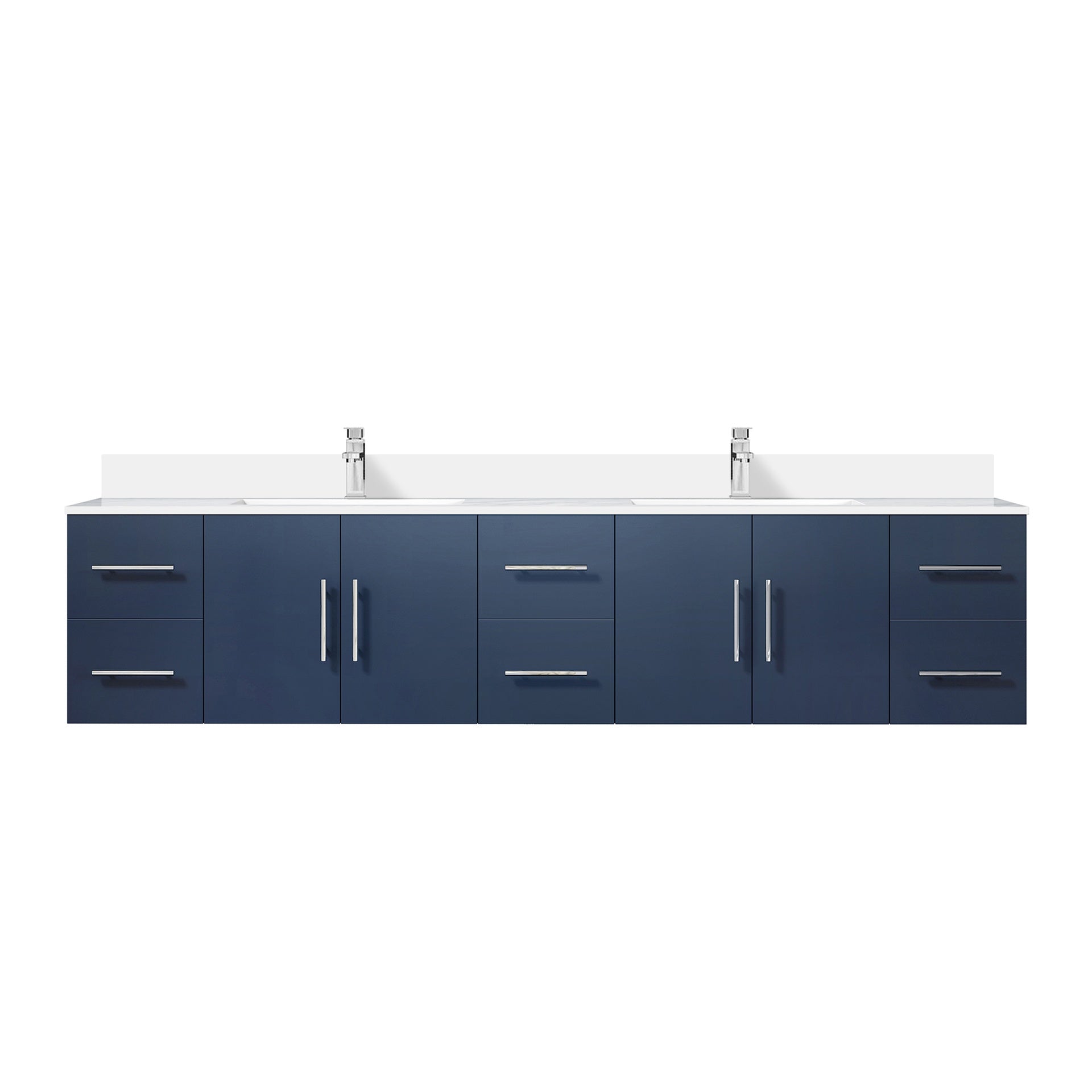 Navy Blue Double Bath Vanity 84 in. W x 22 in. D, Cultured Marble Top, and Faucet Set