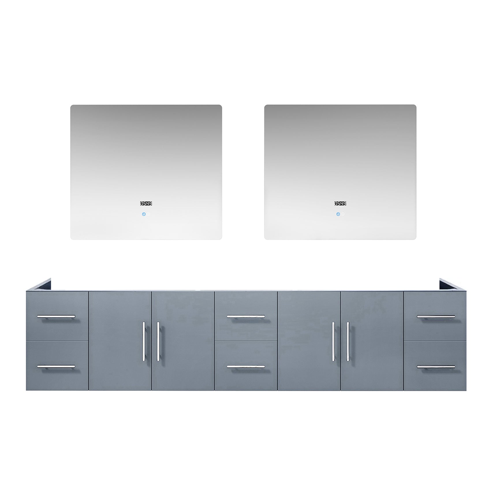 Dark Grey Double Bath Vanity 84 in. W x 22 in. D, and 36 in. LED Mirrors
